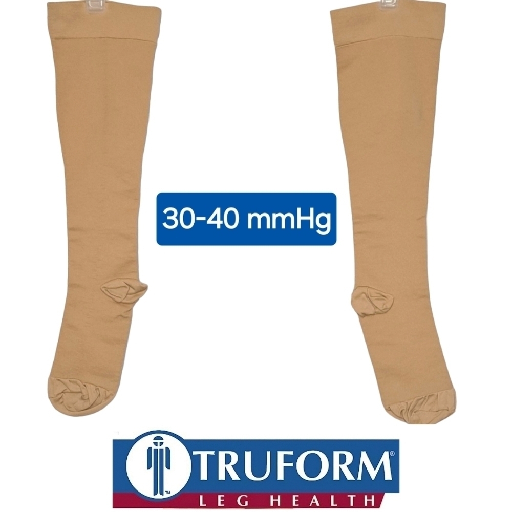 TRUFORM ◇ Beige Compression Socks ◇ 30-40 mmhg, Vein Health ◇ Size Large ◇ EUC